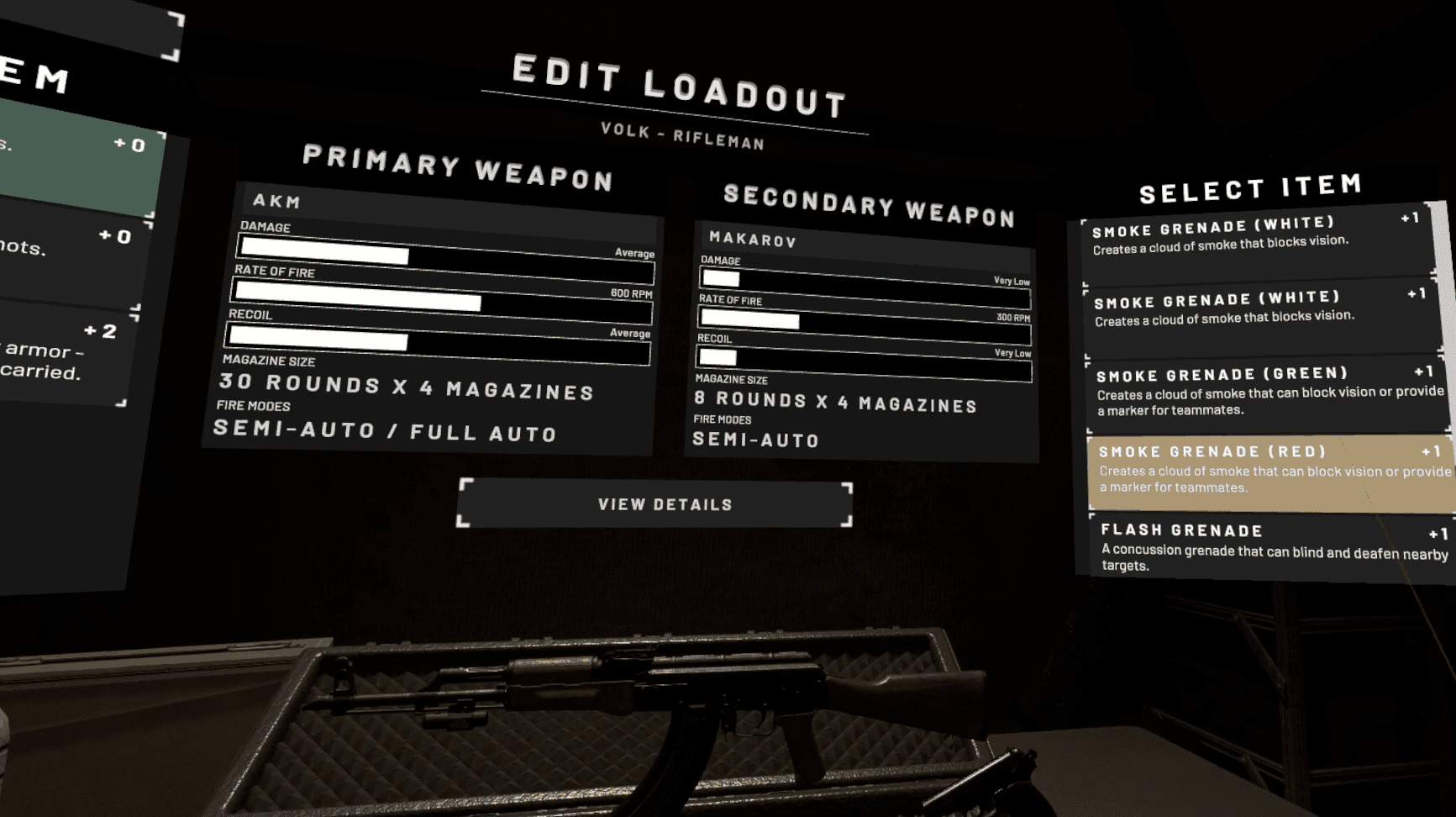 Onward Loadout Screen