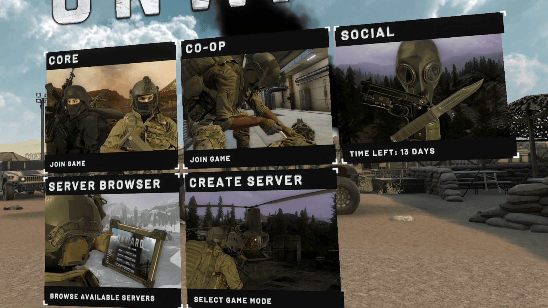 Onward Multiplayer Menu