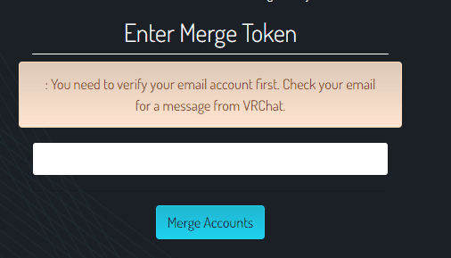 Vrchat Merge token, Validate Email