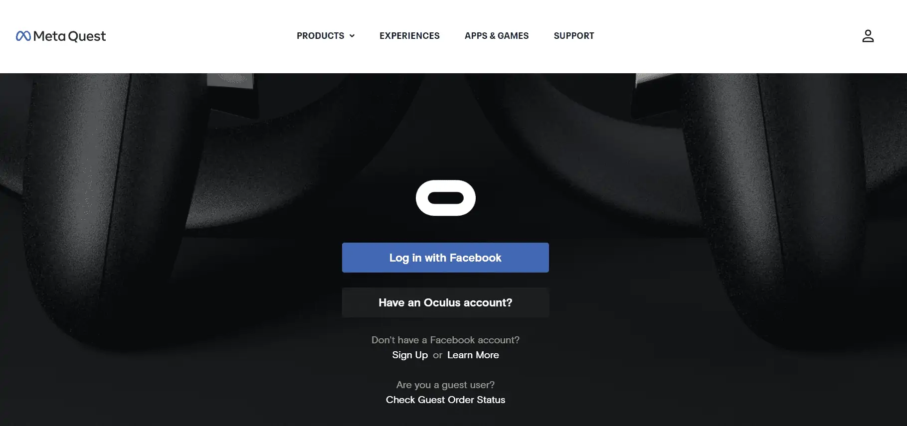 oculus login page